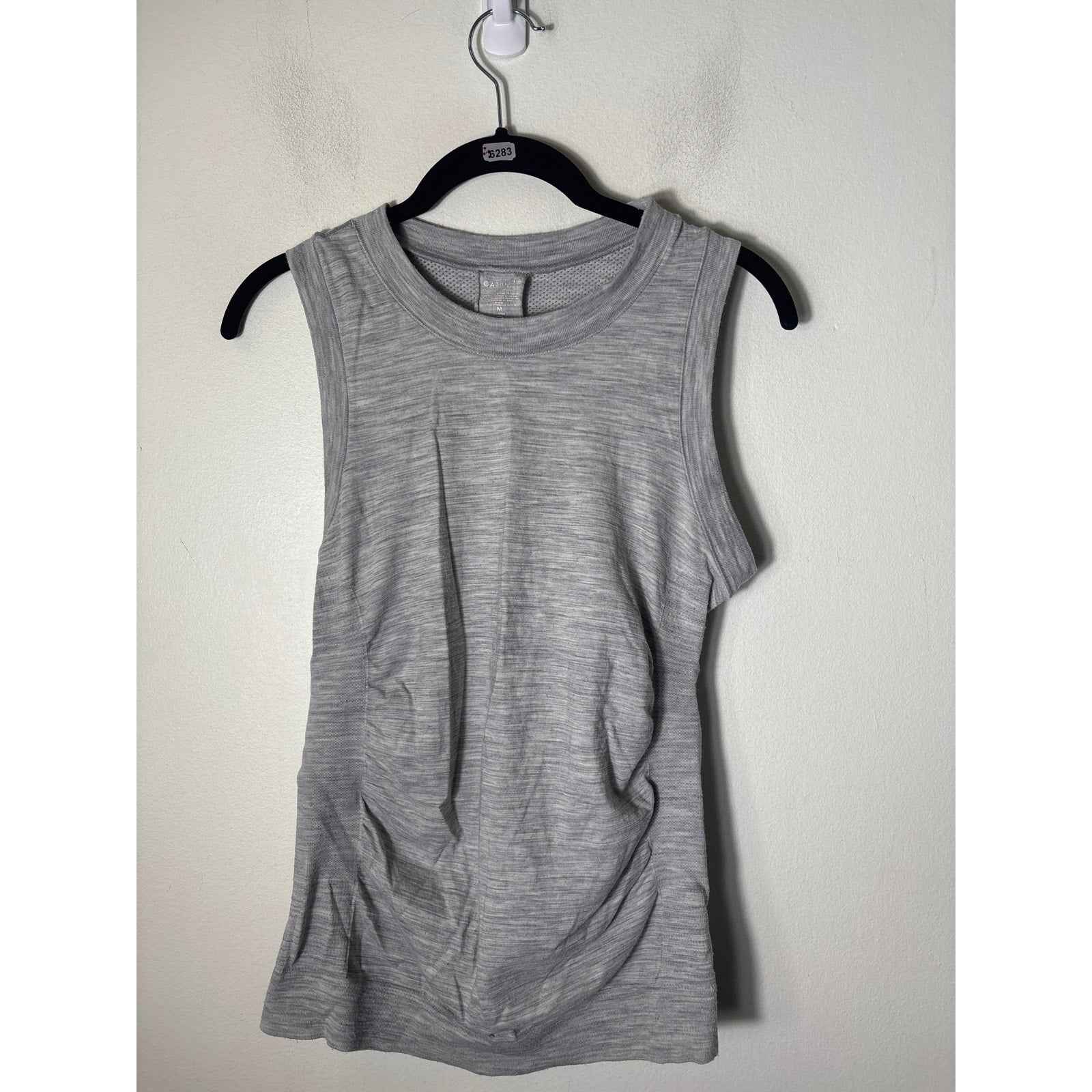 Athleta Gray Sleeveless Crew Neck Meshed Back Tank Sz M
