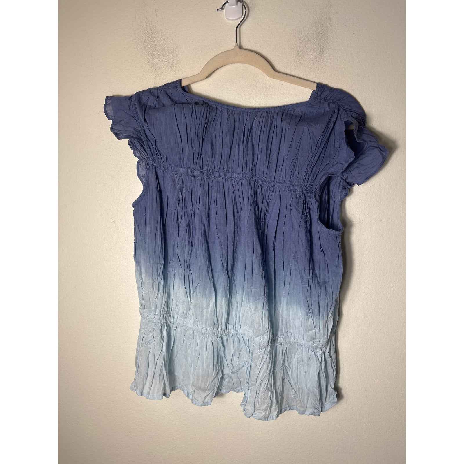 NWT Velvet Blue Ombre Gathered Top Sz L