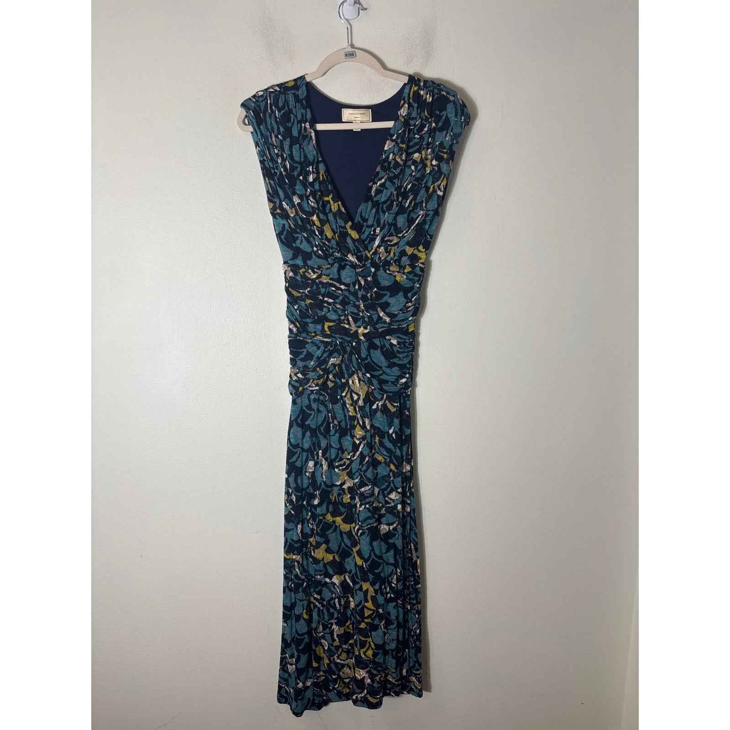 Moulinette Soeurs Green Navy Cap Sleeve Maxi Dress Sz S