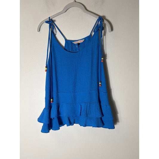 Rebecca Taylor Cobalt Blue Silk Spaghetti Strap Top Sz 4