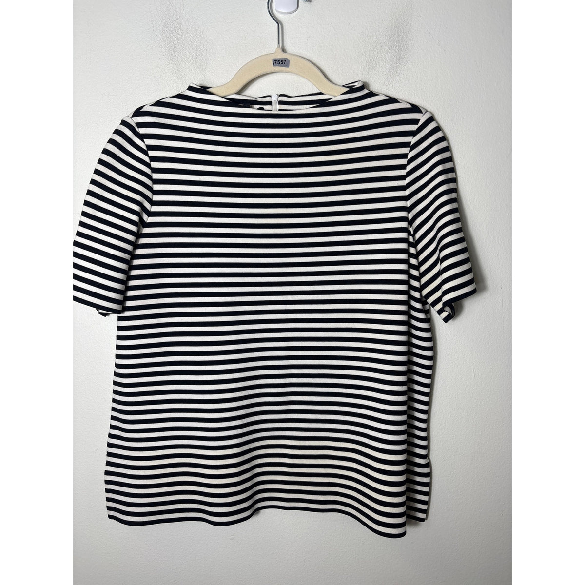 Lafayette 148 Black and White Stripe Short Sleeve Top Sz M
