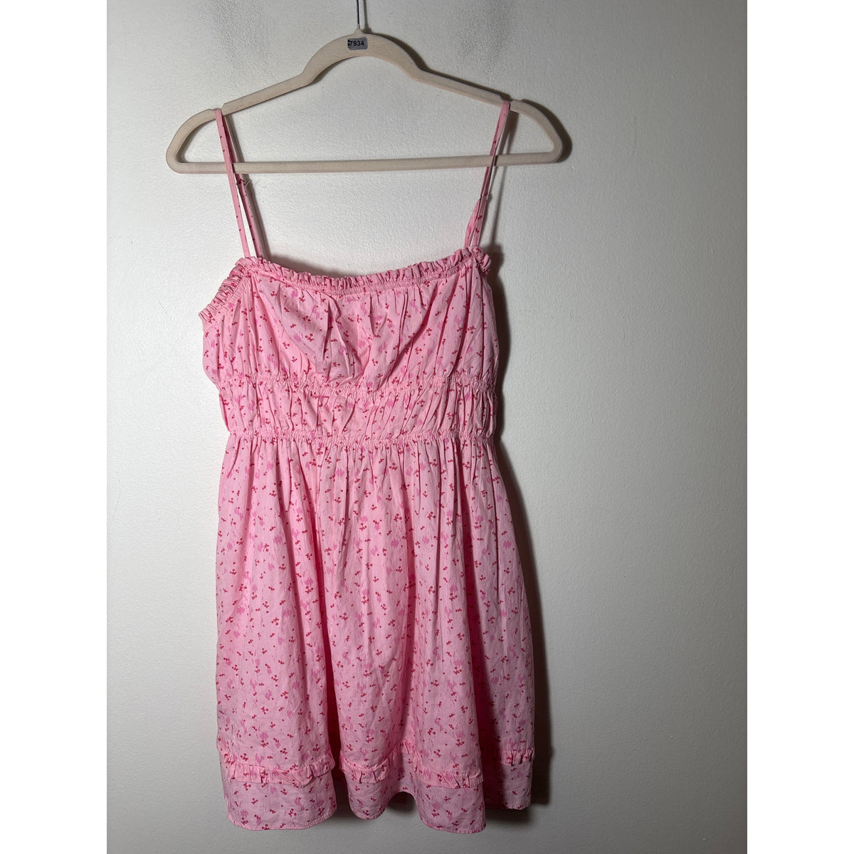Free People Pink Cherry Cotton Spaghetti Strap Mini Dress Sz S