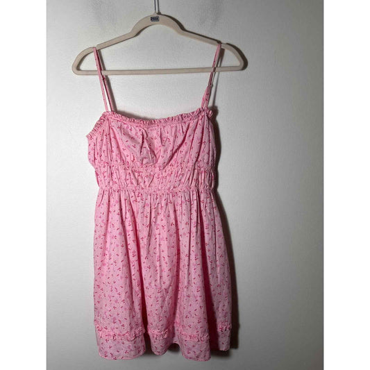 Free People Pink Cherry Cotton Spaghetti Strap Mini Dress Sz S