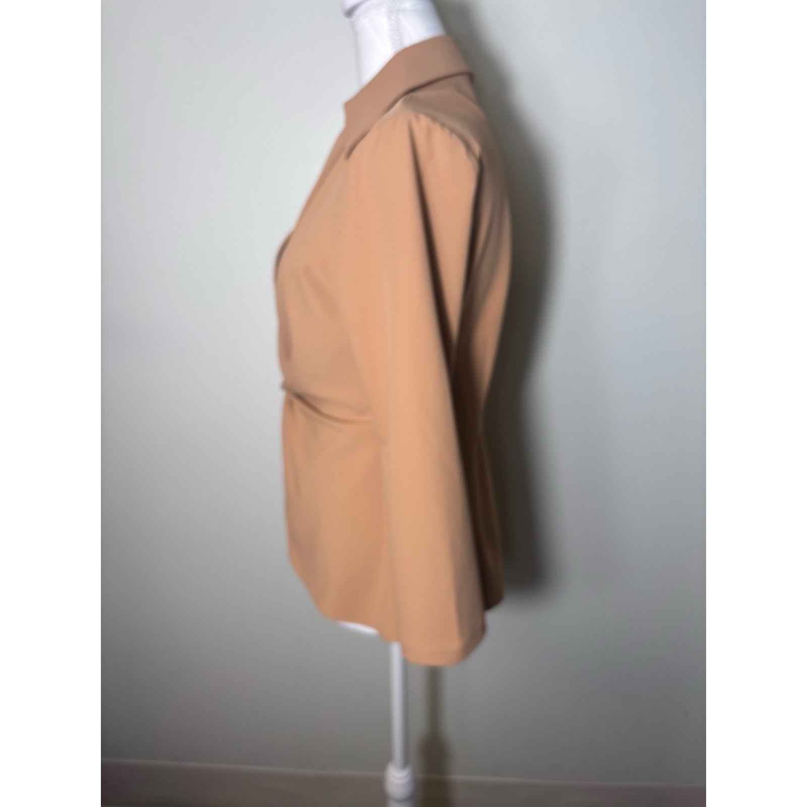 NWT Cinq a Sept Caramel Long Sleeve V-Neck Collared Twist Top Sz M