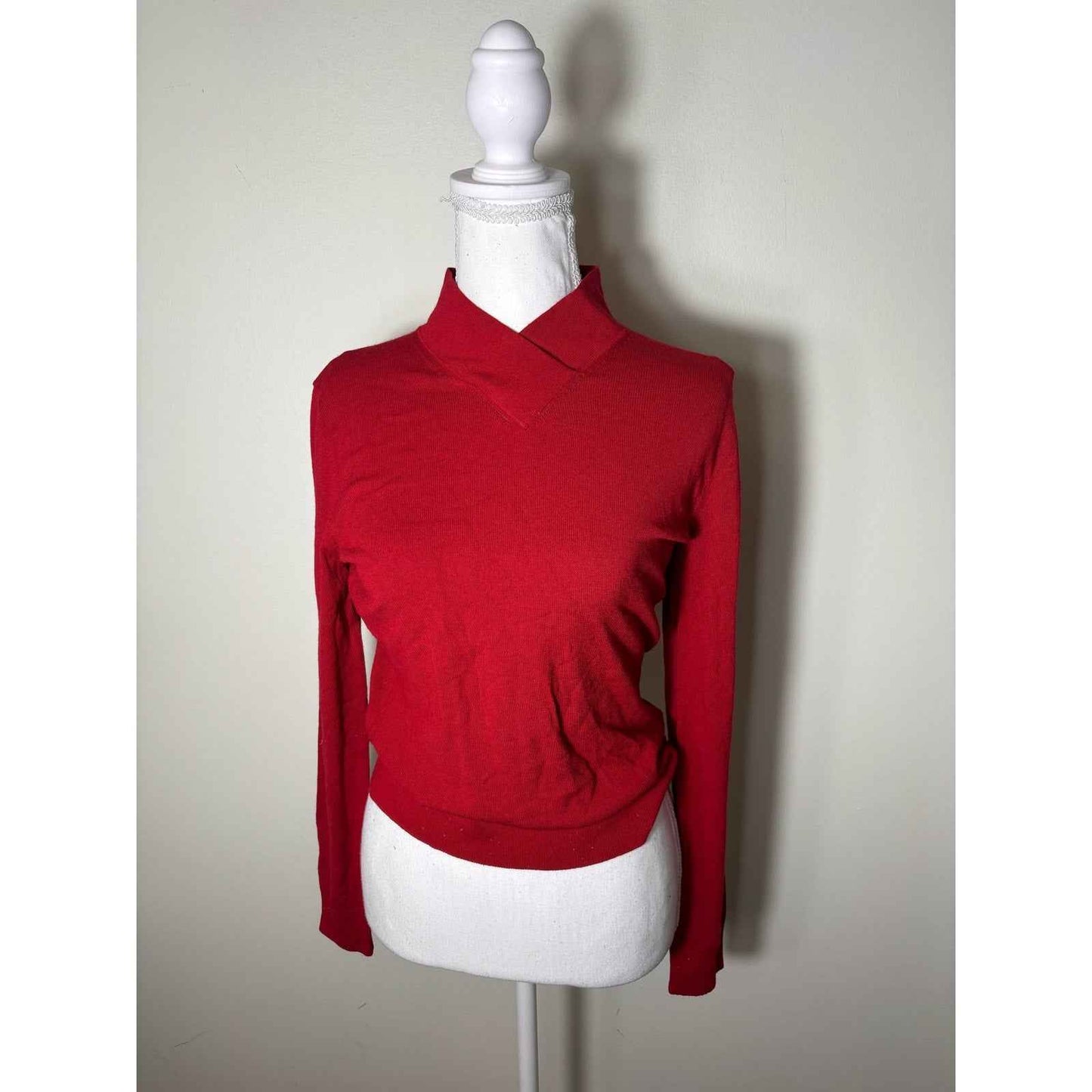 Pearl By Lela Rose Red High Neck Sweater Sz S