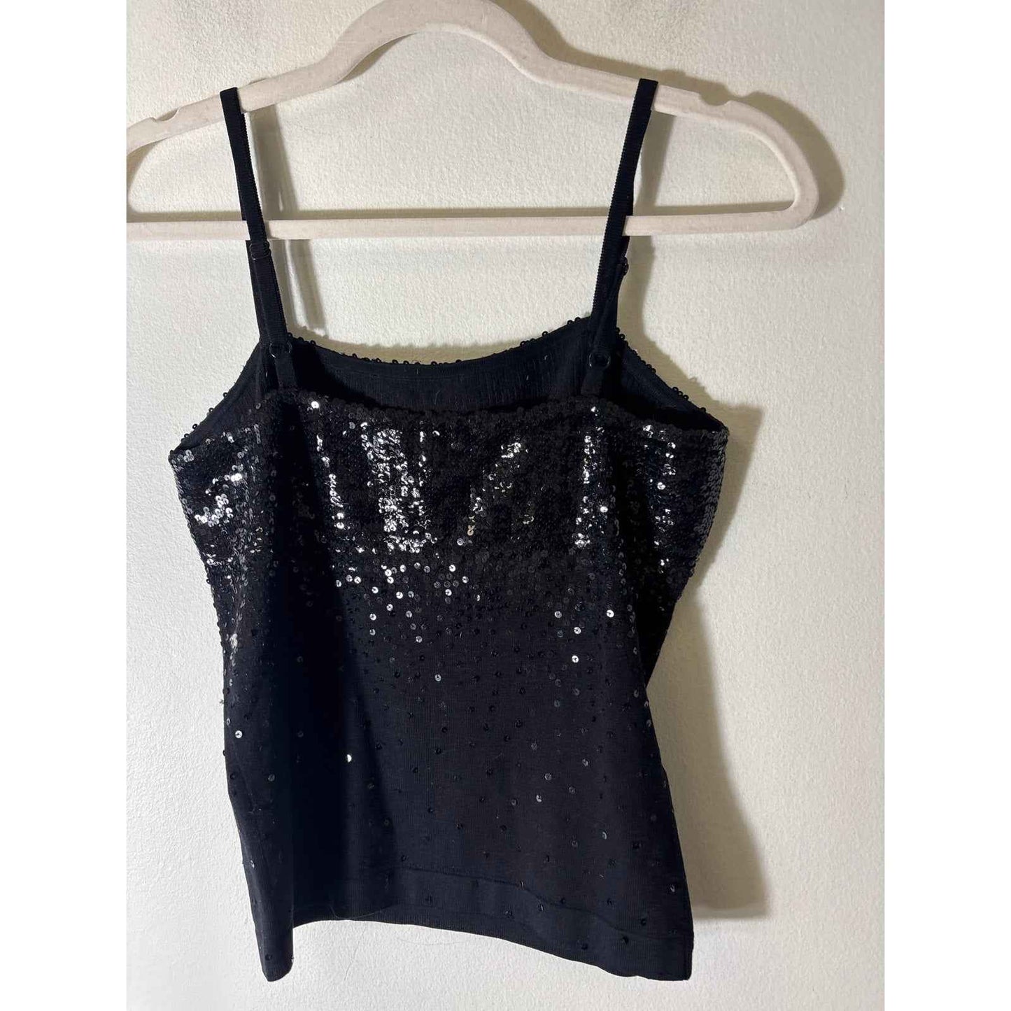 BCBG Black Sleeveless Sequin Knit Tank Sz 4