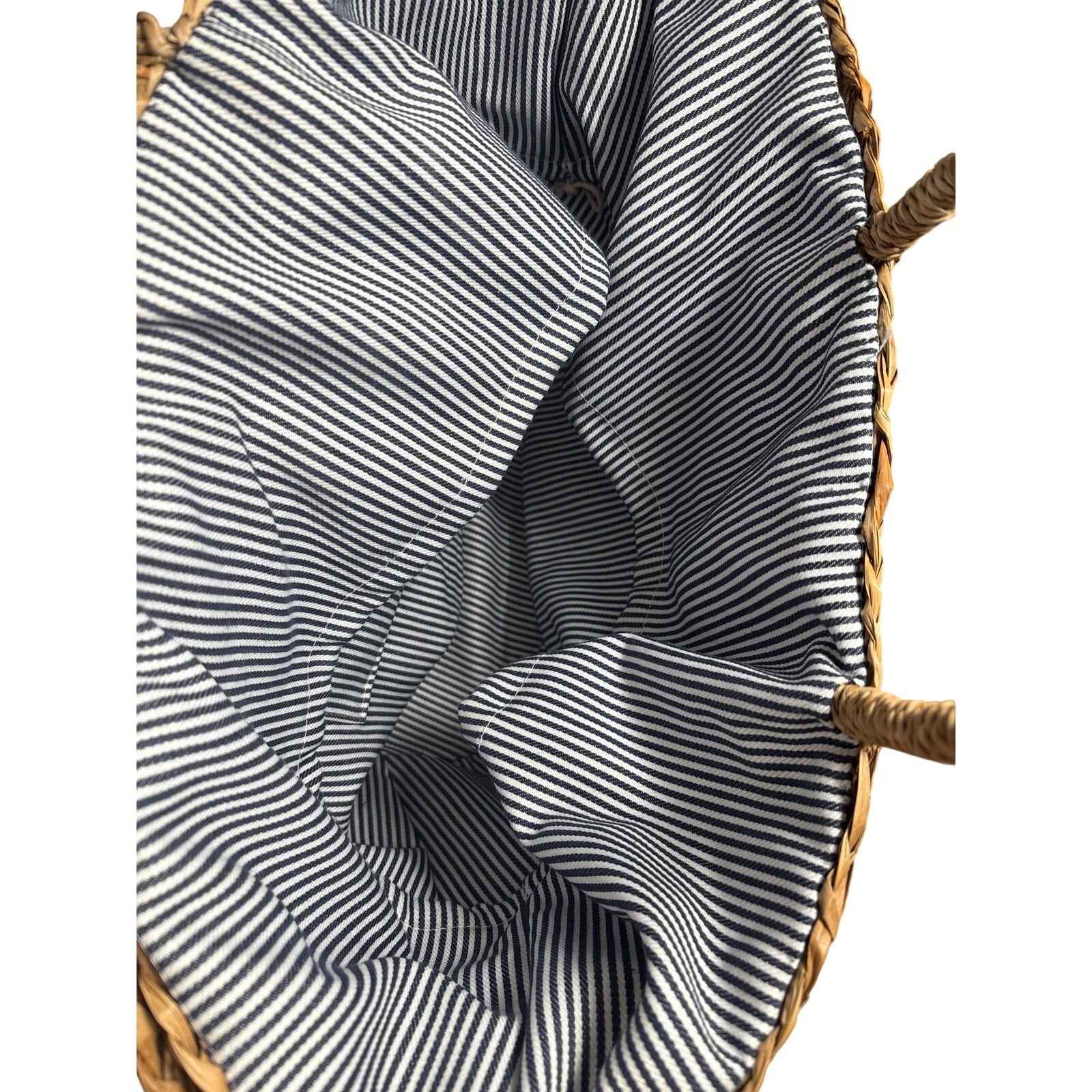 NWT Brown Straw Lined Beach Bag Sz 12"x19"