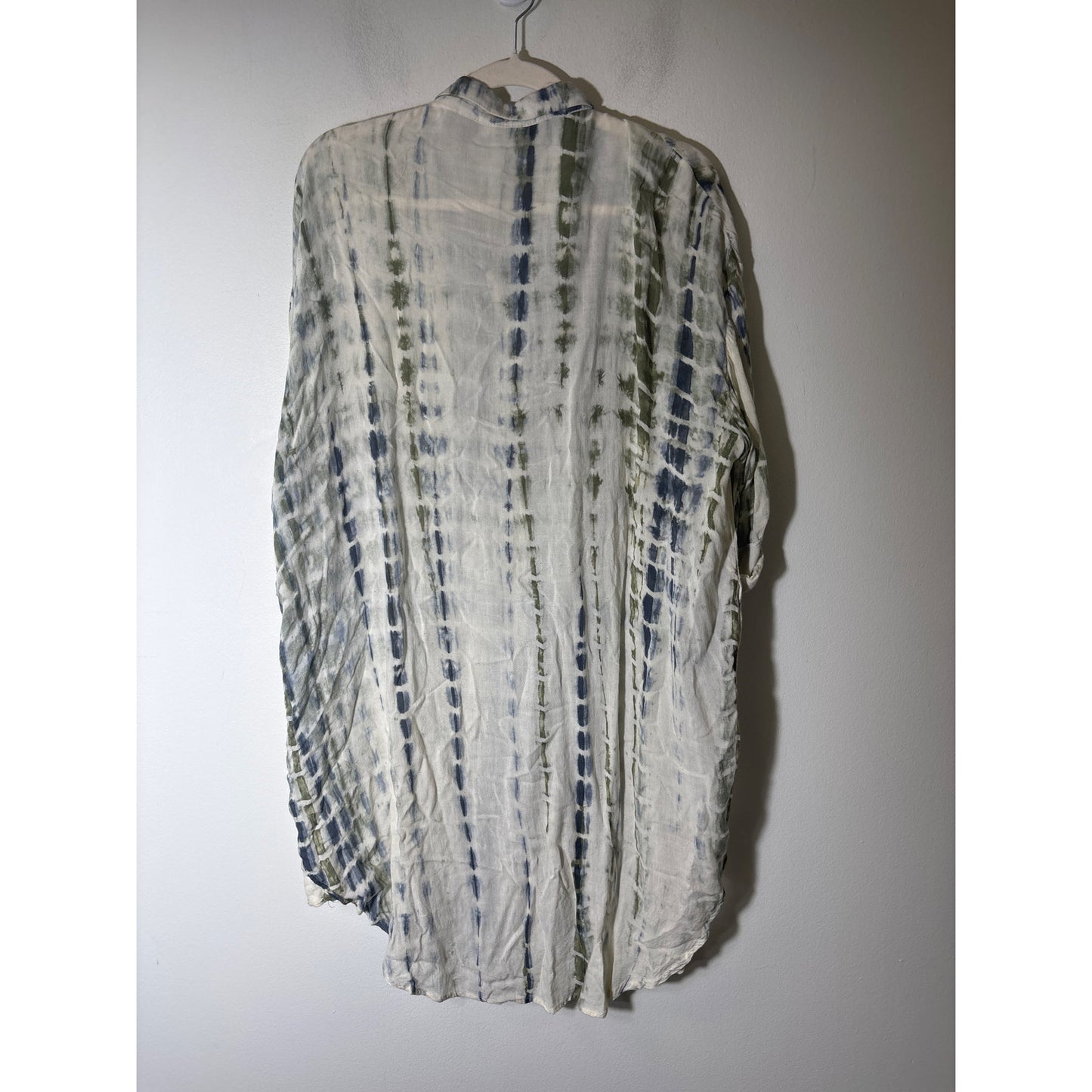 Umgee Off White Tie Dye Button Up Shirt Dress Sz L