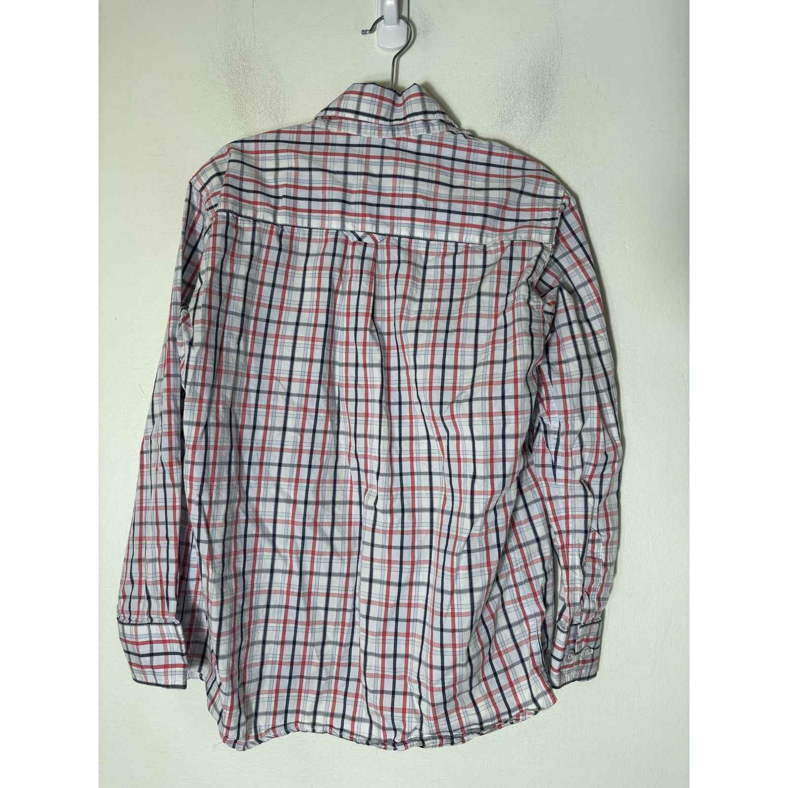 Boys Bella Bliss Long Sleeve Red White Blue Plaid Button Up Sirt Sz 8