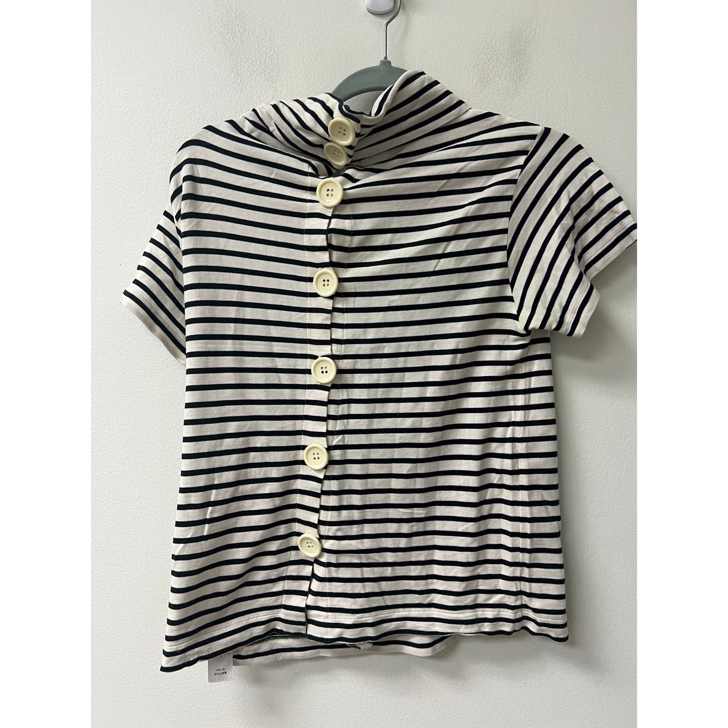 French Connection White and Black Button Up T Shirt Sz XS