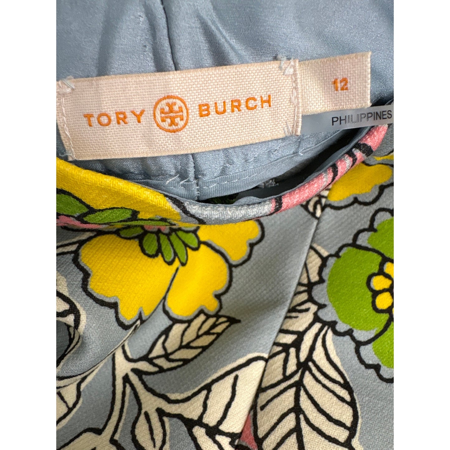 Vintage Tory  Burch Blue Floral Flare Leg Pants sz 14