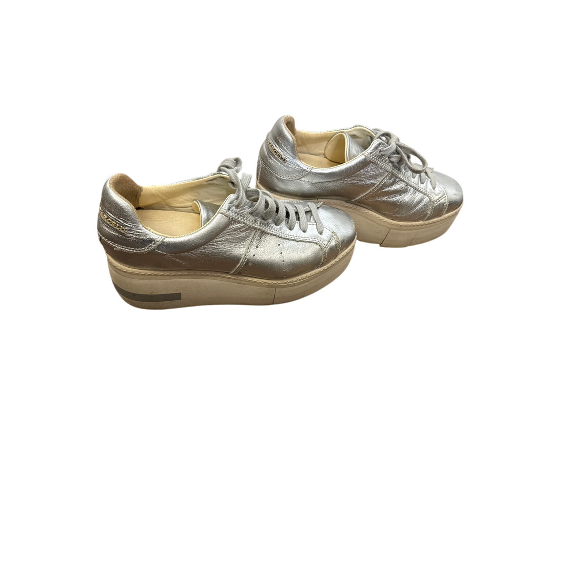 Manuel Barcelo Silver Stacked Tennis Shoes Sz 37 (6.5)