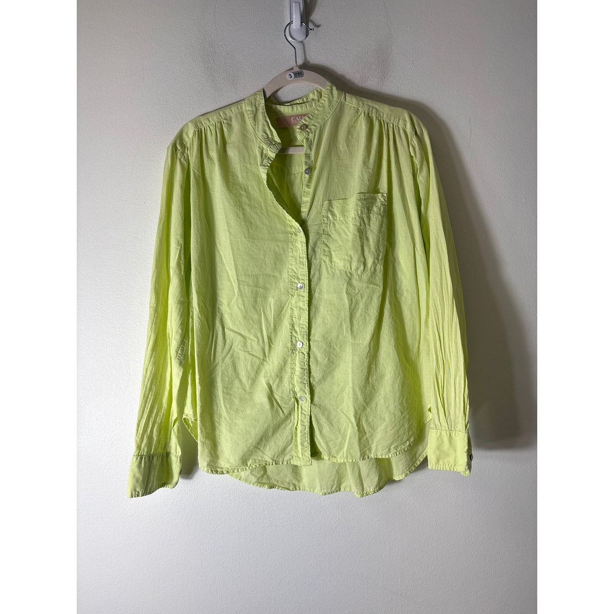 Cali Light Neon Green Long Sleeve Button up Shirt Sz S