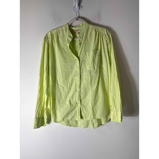 Cali Light Neon Green Long Sleeve Button up Shirt Sz S