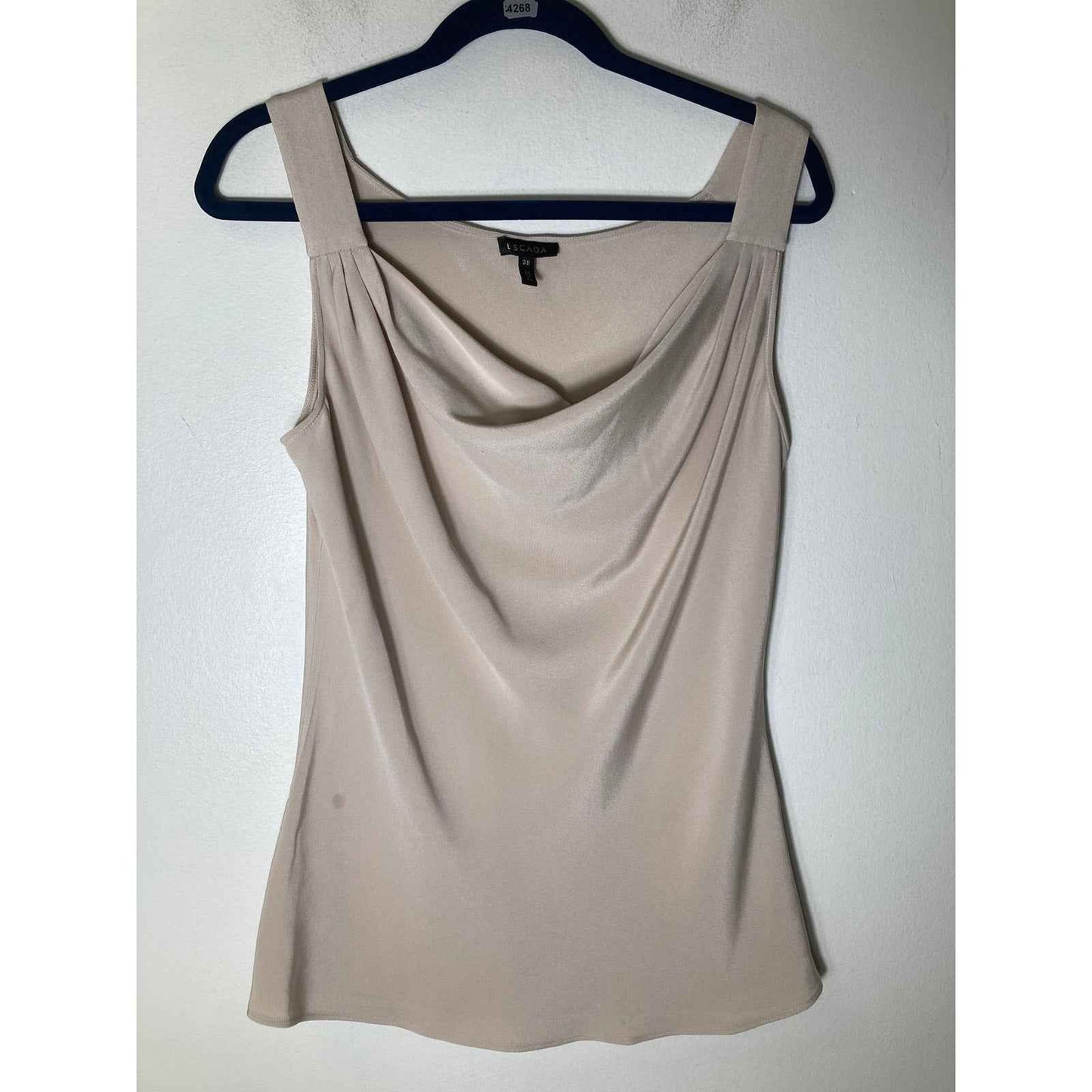 Escada Beige Sleeveless Cowl Neck Tank Sz 38