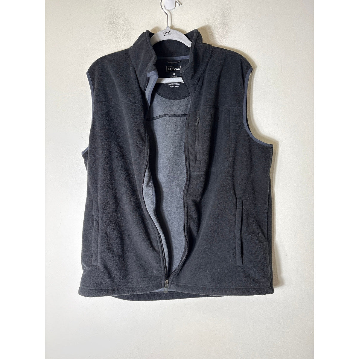 Men's L.L. Bean Black Sleeveless Fleece Vest Sz M