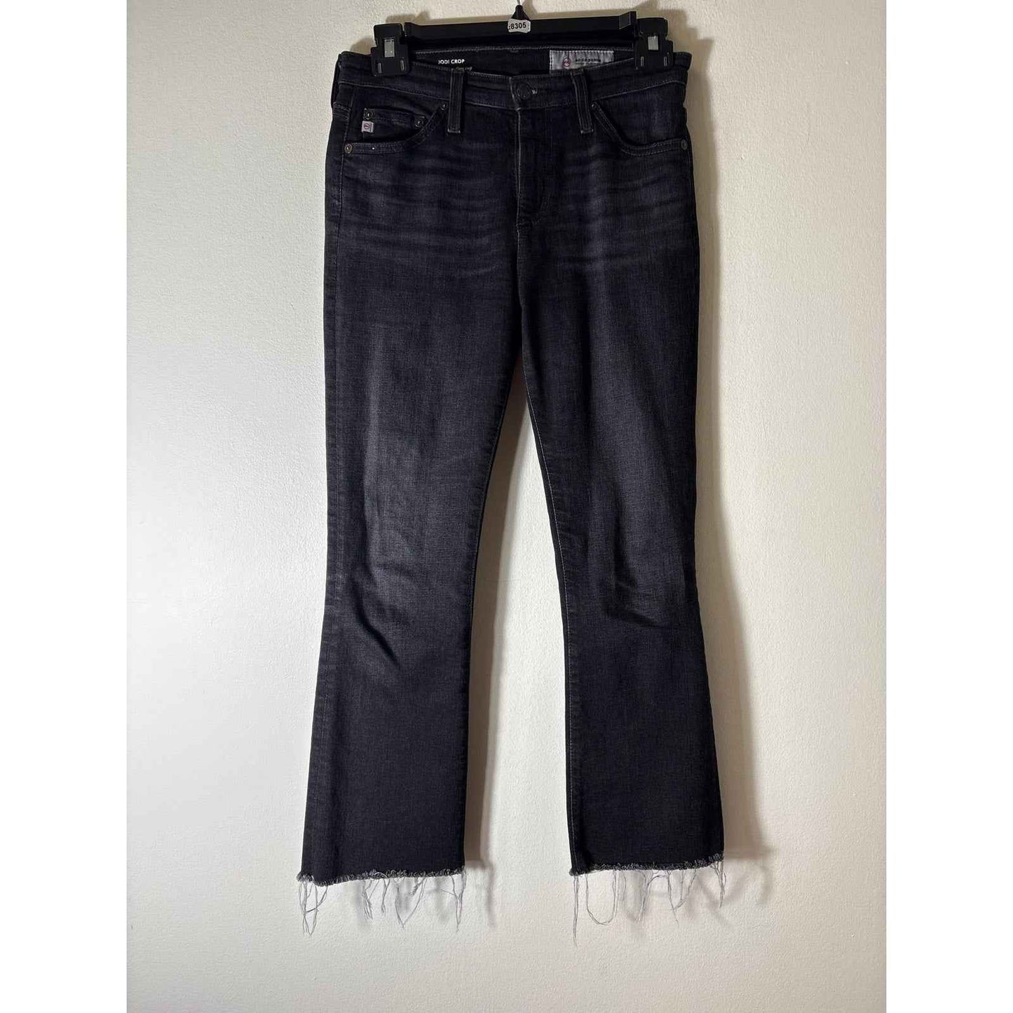 AG Jodi Crop High Rise Slim Flare Crop Black Denim Sz 25