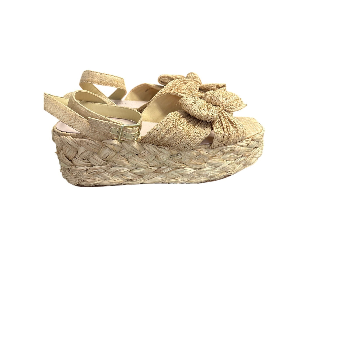 Loeffler Randall Rafia Bow Wedge Sandals Sz 9