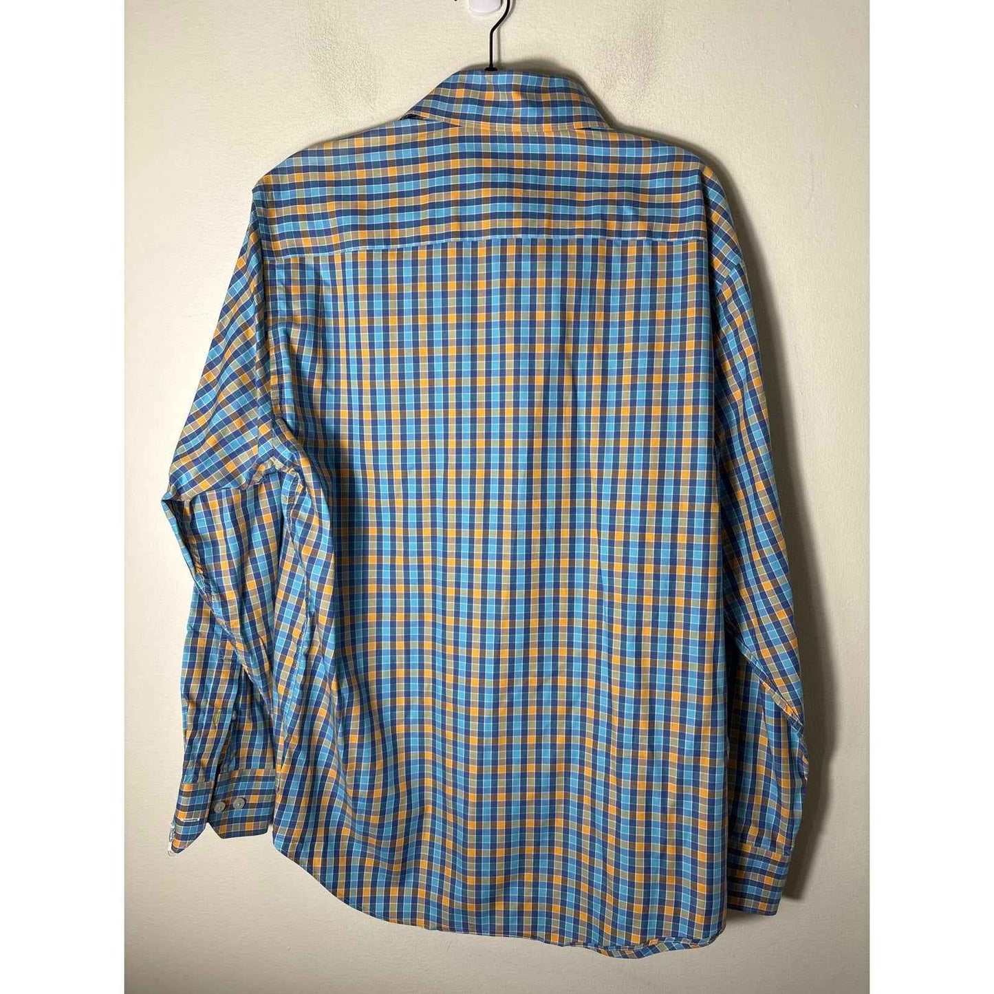 Robert Talbott Blue and Yellow Plaid Button up Shirt sz M