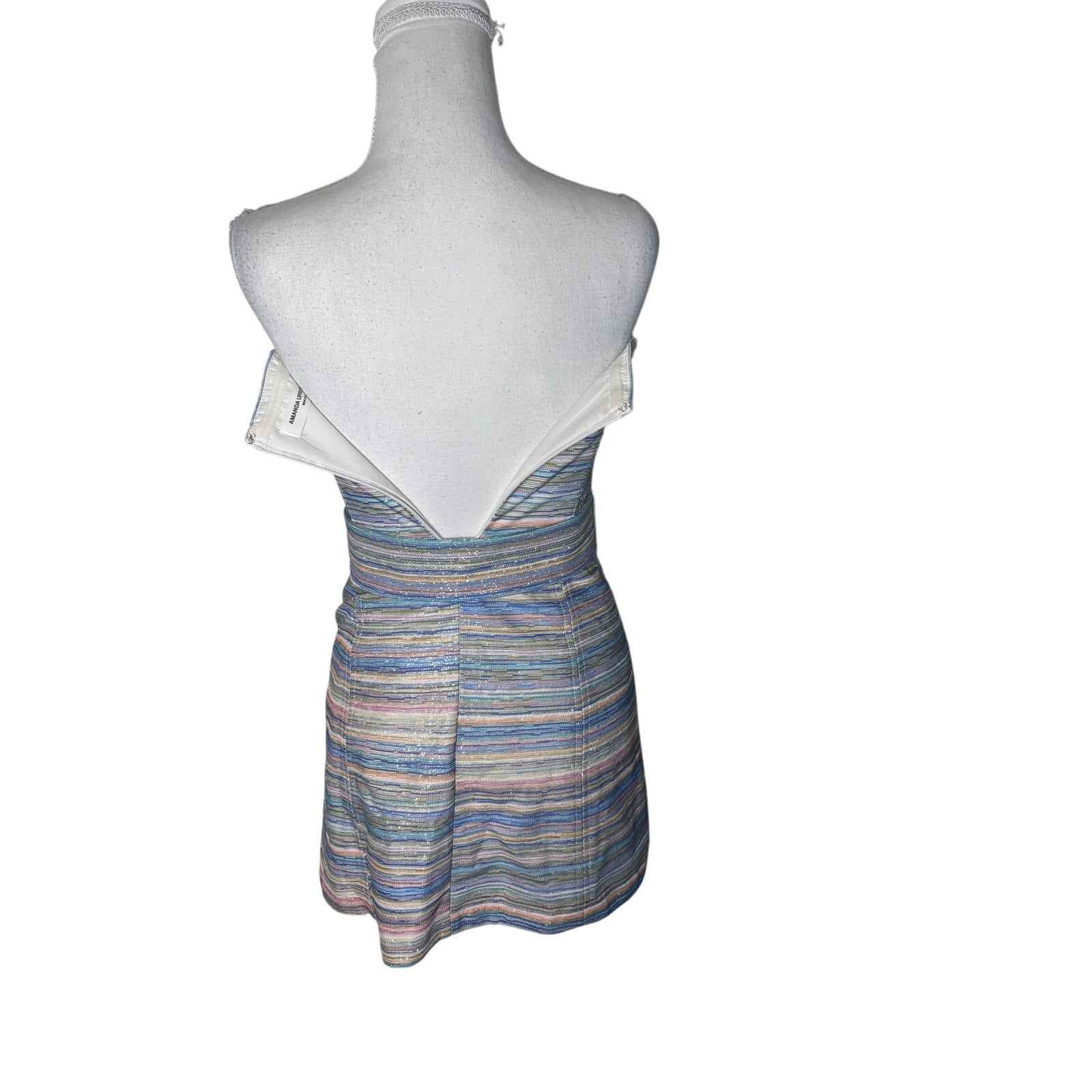 Amanda Upchard Multi Color Cocktail Belted Dress sz xs