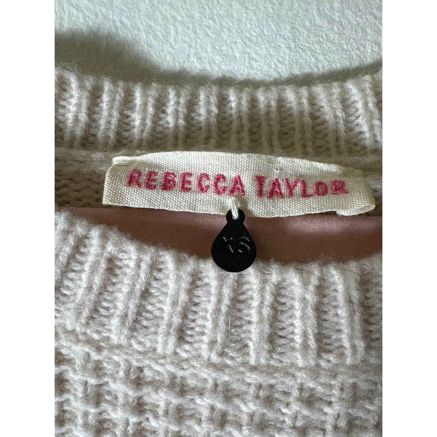 Rebecca Taylor Cheetah Sleeve Cream Sweater Sz XS