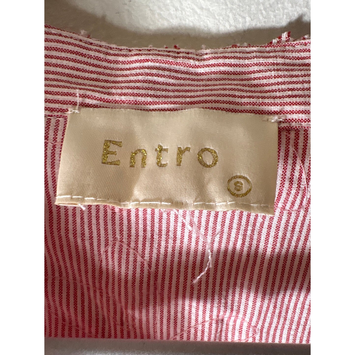 Entro Red and White Stripe Embellished Button Up Top Sz S