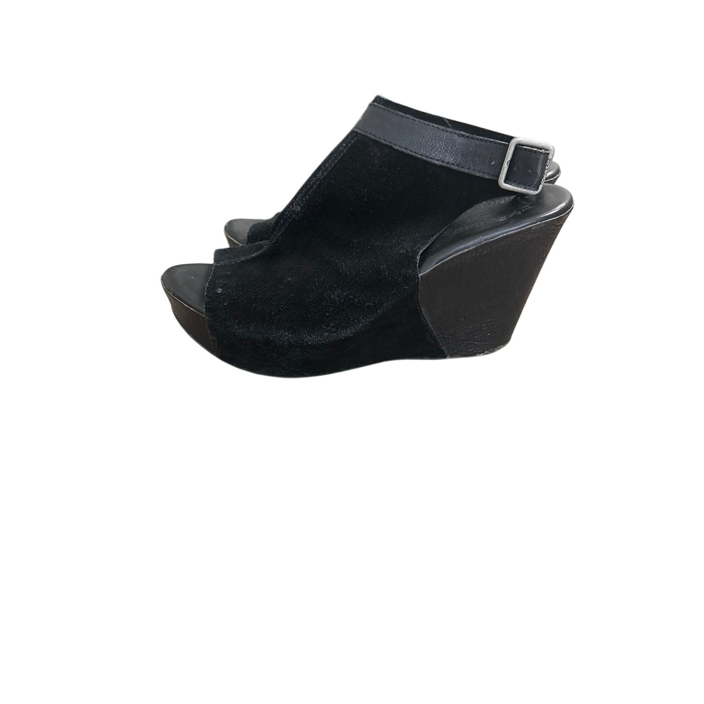 Kork Ease Black Suede Peep Toe Wedges Sz 8