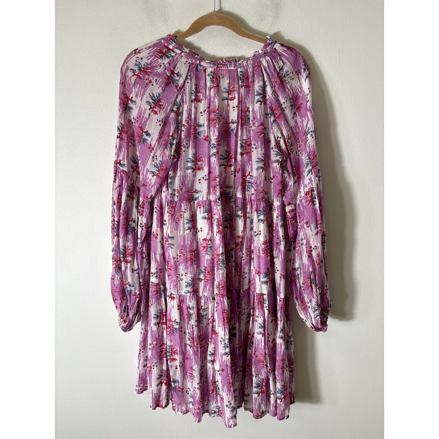 Oliphant Purple Long Sleeve V-Neck knee Length Dress Sz S