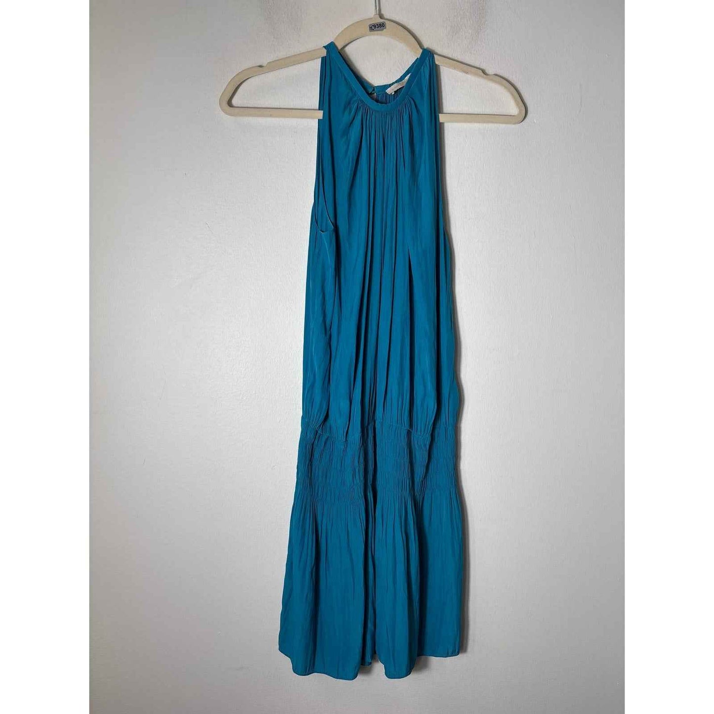 Ramy Brook Teal Elastic Smocked Waist Mini Dress Sz S