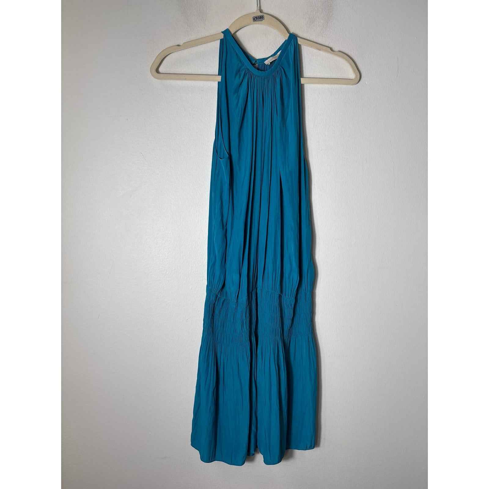 Ramy Brook Teal Elastic Smocked Waist Mini Dress Sz S