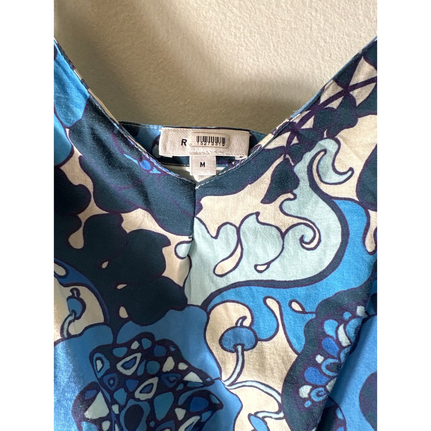 Rhode Blue and White Rope V Neck Mini Dresss Sz M