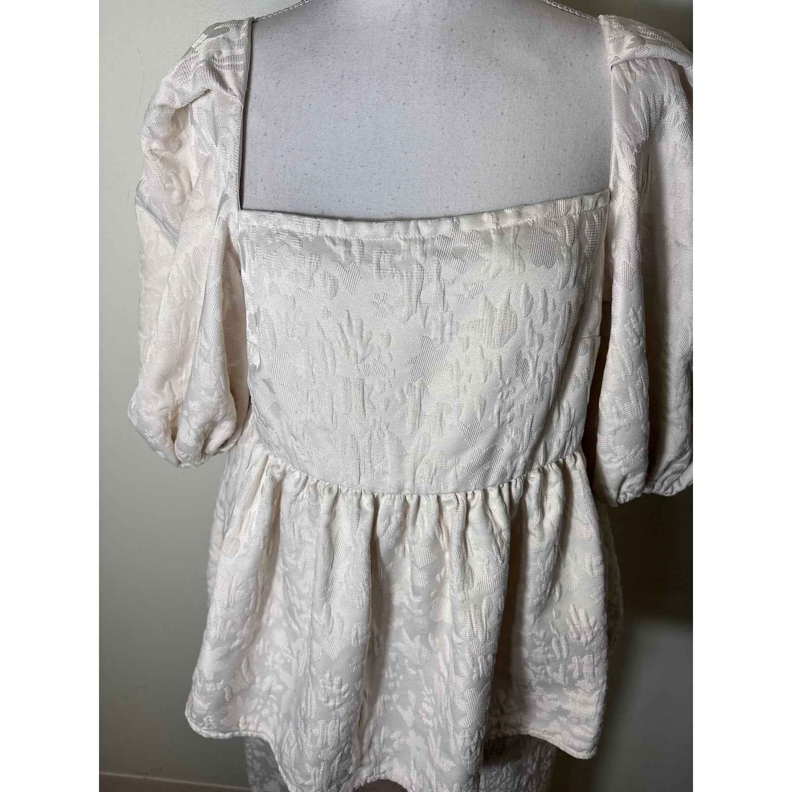 Stine Goya Ivory Puff Sleeve Top and Pants Set Sz S