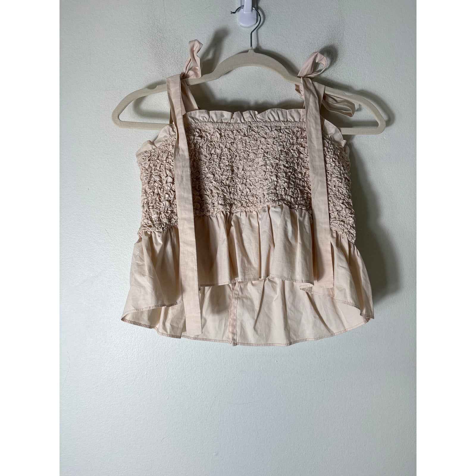 En Saison Cream SMOCKED CAMI Top with Multi-Bow Detailing Sz M