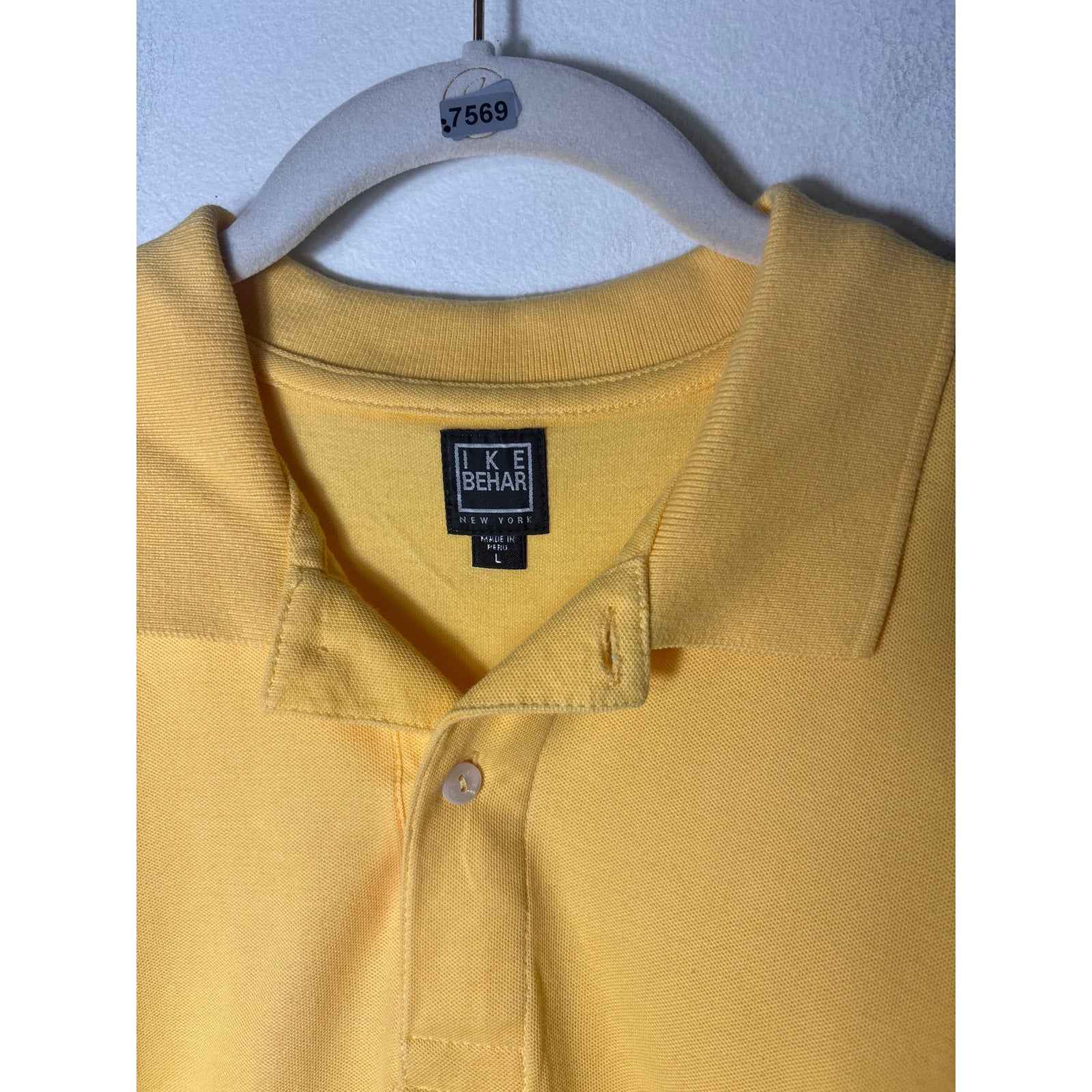 Men's Ike Behar Ny Yellow Polo Sz L