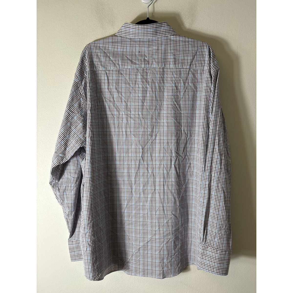 Peter Millar Plum and Blue Plaid Summer Comfort Button Up Shirt Sz XXL