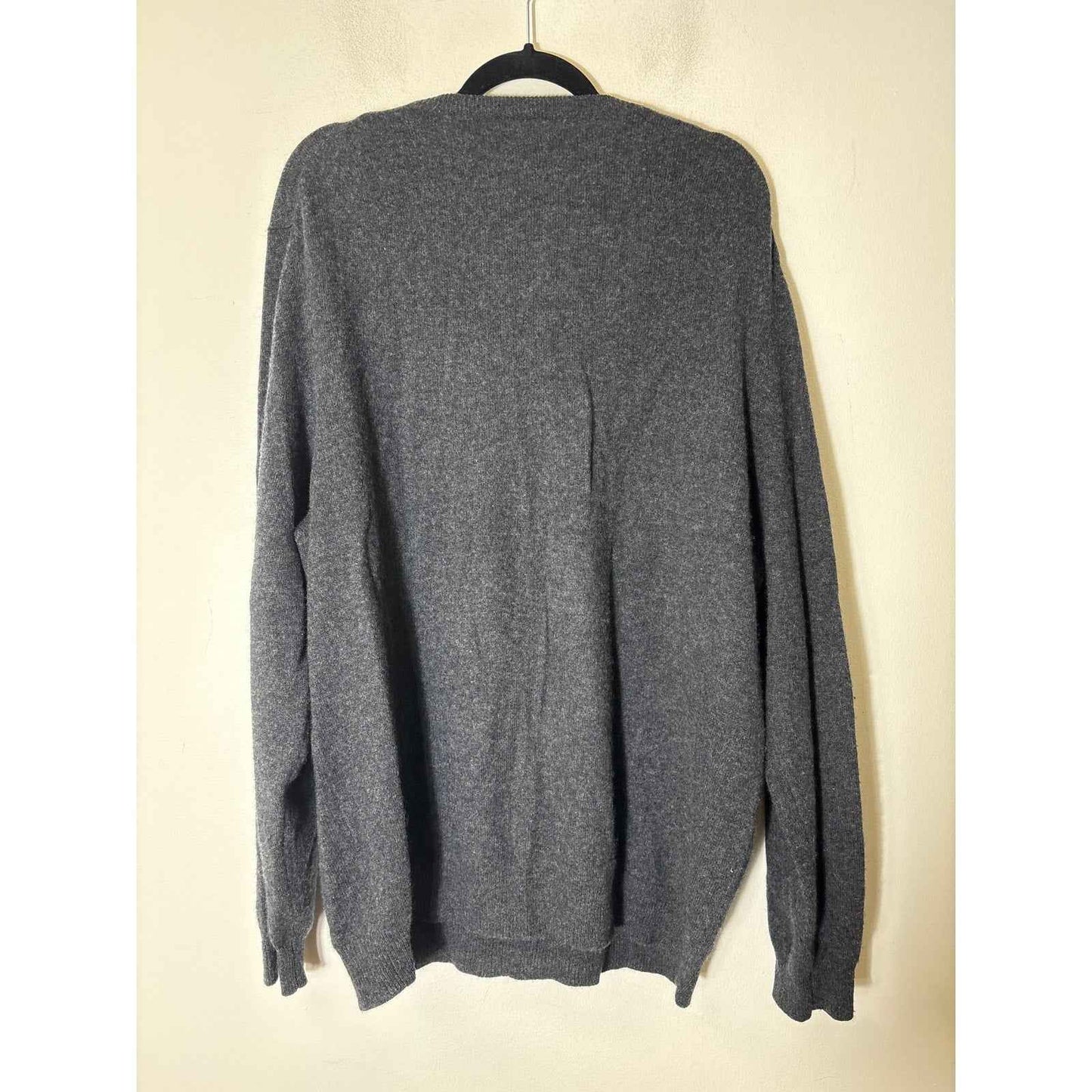 Men's 100% Cashmere Dark Gray Long Sleeve Cashmere Crew Neck Sweater L