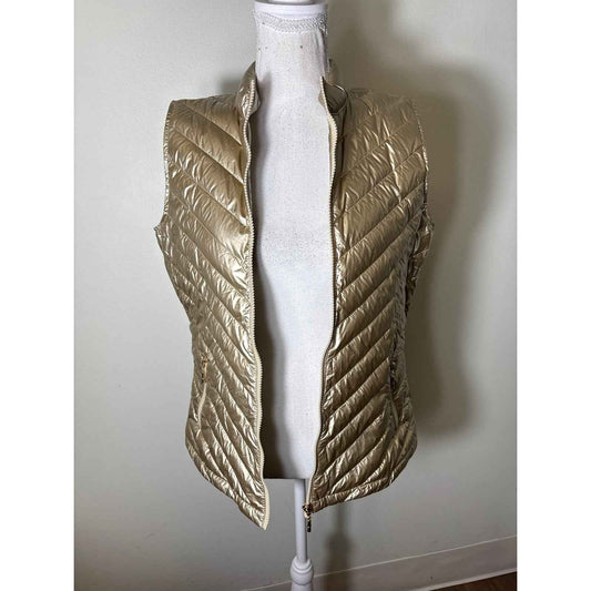 J. McLaughline Gold Metallic Puffer Vest Sz M