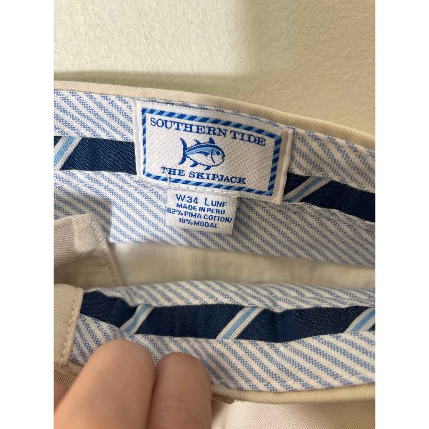 Men's Southern Tide Stone The Skipjack Flat Front Pants sz 34