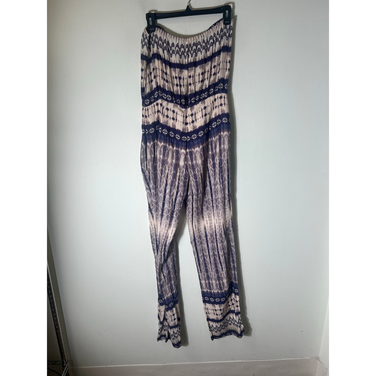 Fabrik Grey Patterned Strapless Jumpsuit Sz M