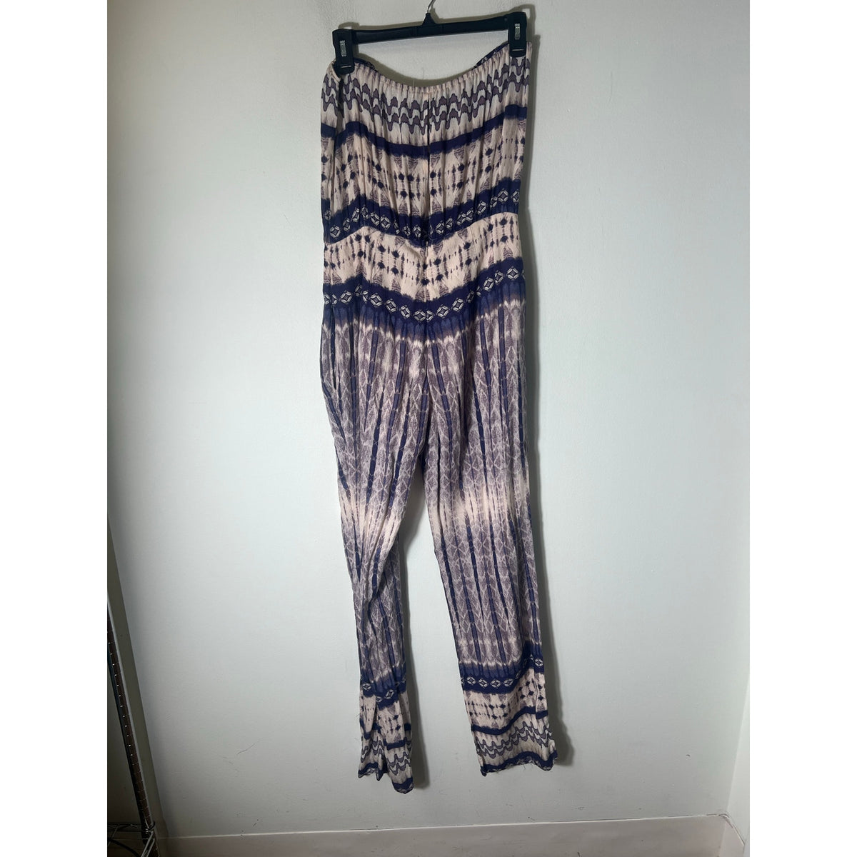 Fabrik Grey Patterned Strapless Jumpsuit Sz M