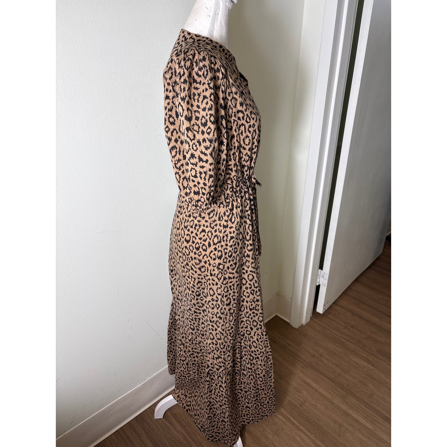 India Collection by Emerson Fry Tan and Black Cotton Button Up Maxi Dress Sz M