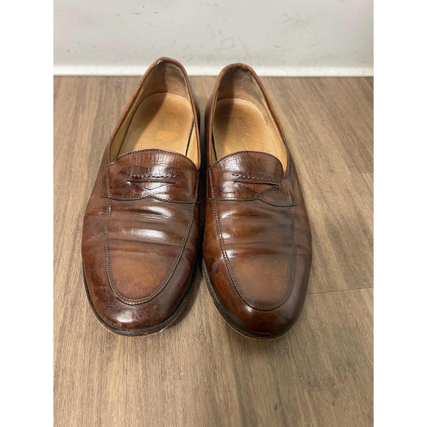 Mens Brown Leather Martin Dingman Loafers size 8.5