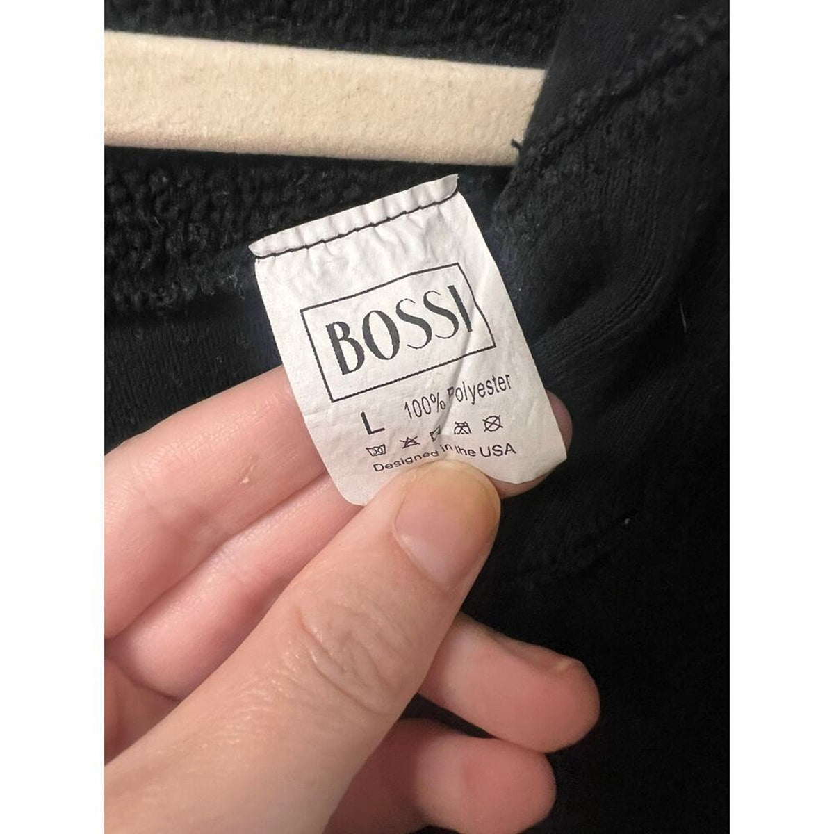 Bossi Black Hooded Zippered Jacket Size Large