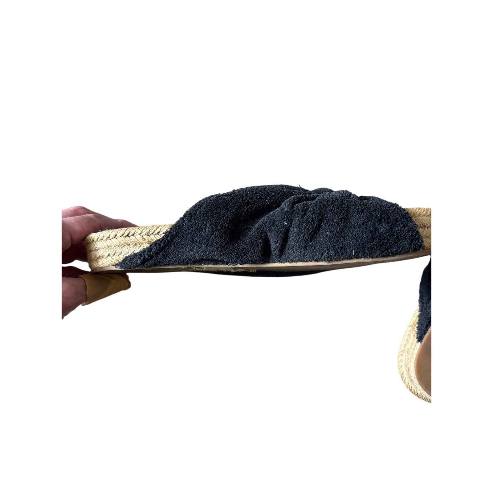 Mara and Mine Black Terry Cloth Snkot Slides Sz No size, 10" heel to toe