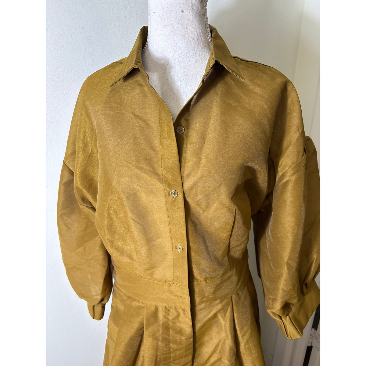B. Freedom Green Structured Puff Sleeve Jumpsuit Sz XL