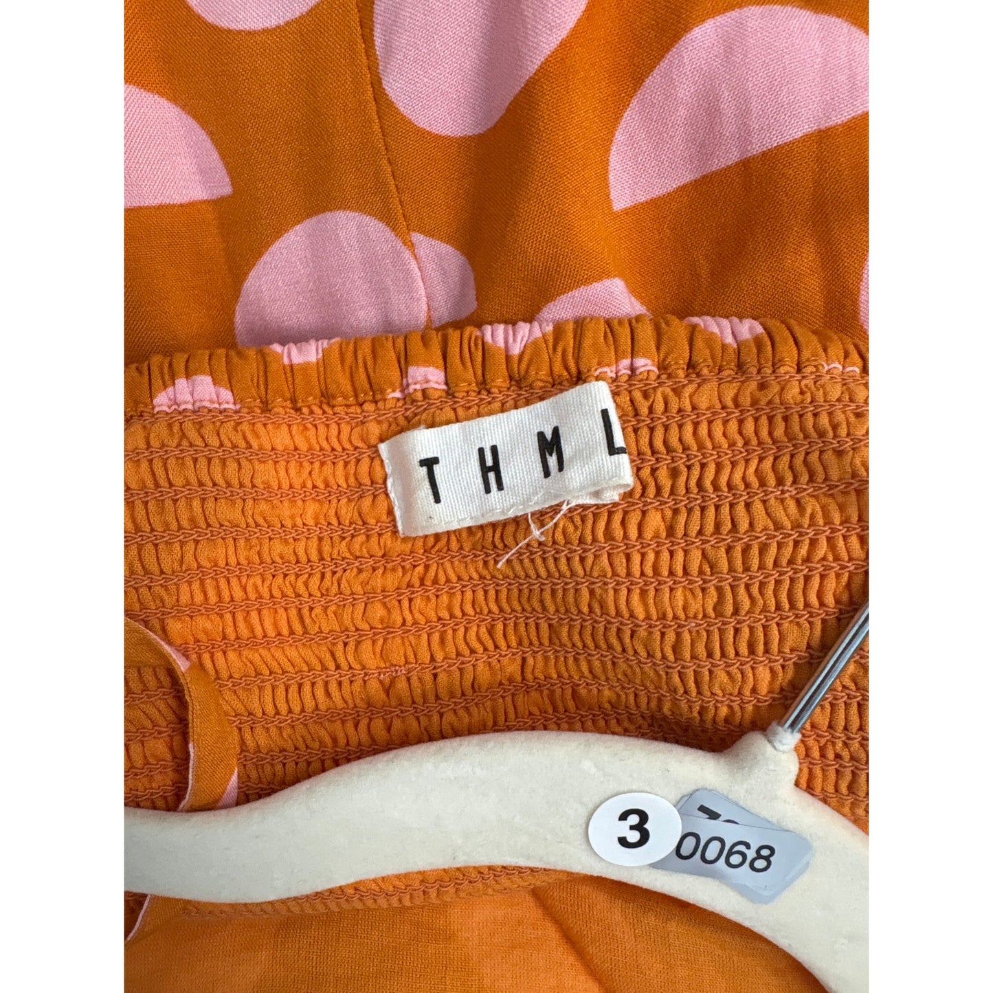 THML Orange Pink Polka Dot Spaghetti Strap Maxi Dress Sz S