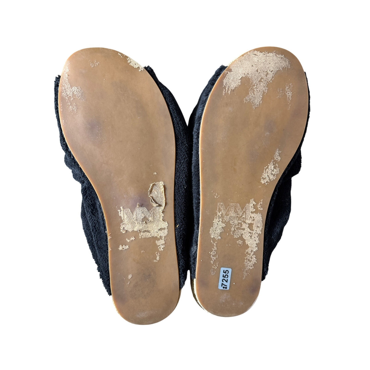 Mara and Mine Black Terry Cloth Snkot Slides Sz No size, 10" heel to toe