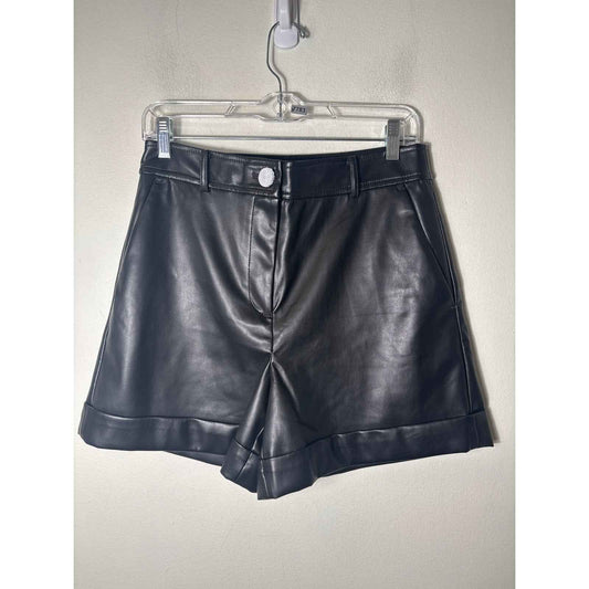 NWT LOFT Black Faux Leather High Waisted Shorts Sz 4