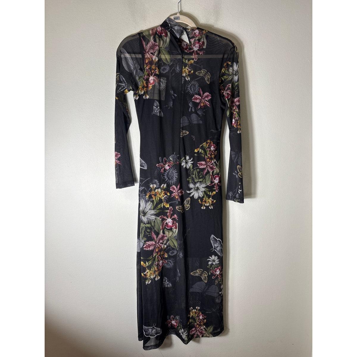 NWT All Saints Black Floral Sheer Long Sleeve Maxi Dress Sz 6