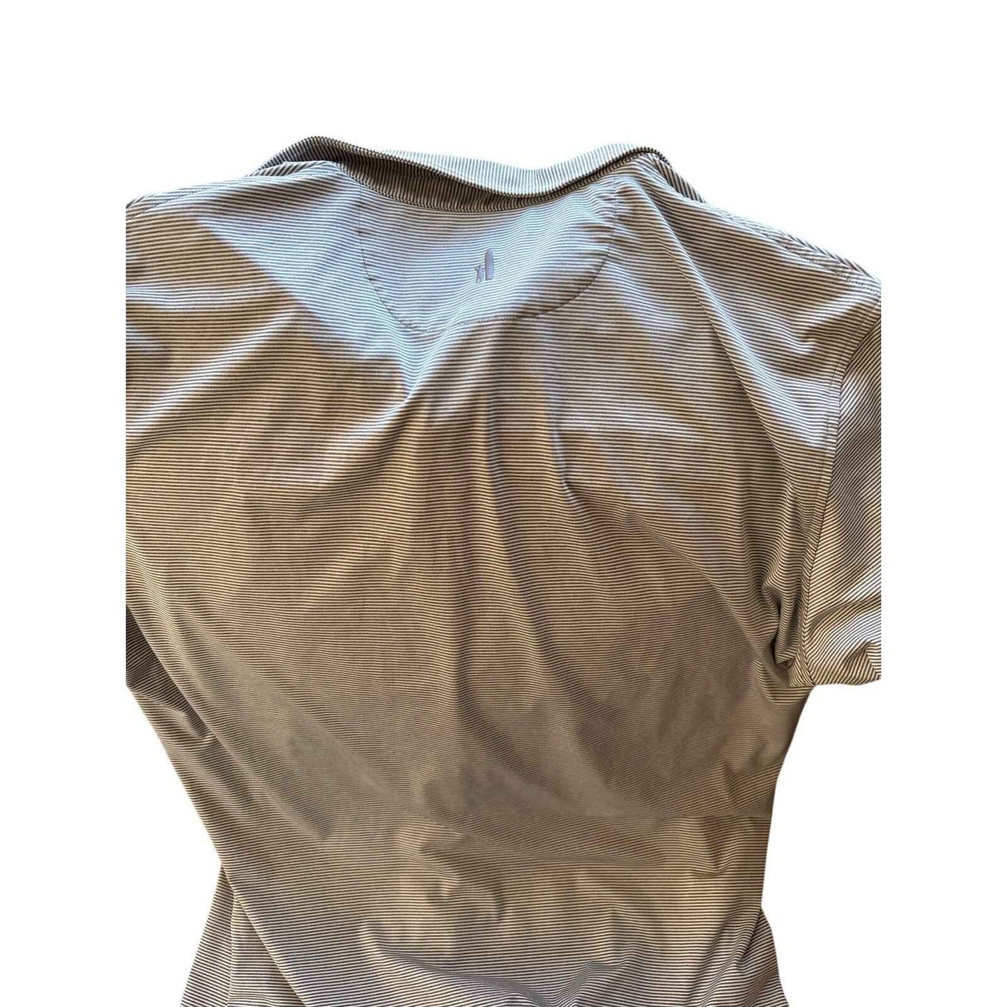 Men's Johnnie O Gray and White Pin Stripe Short Sleeve Spartan Shirt Sz L